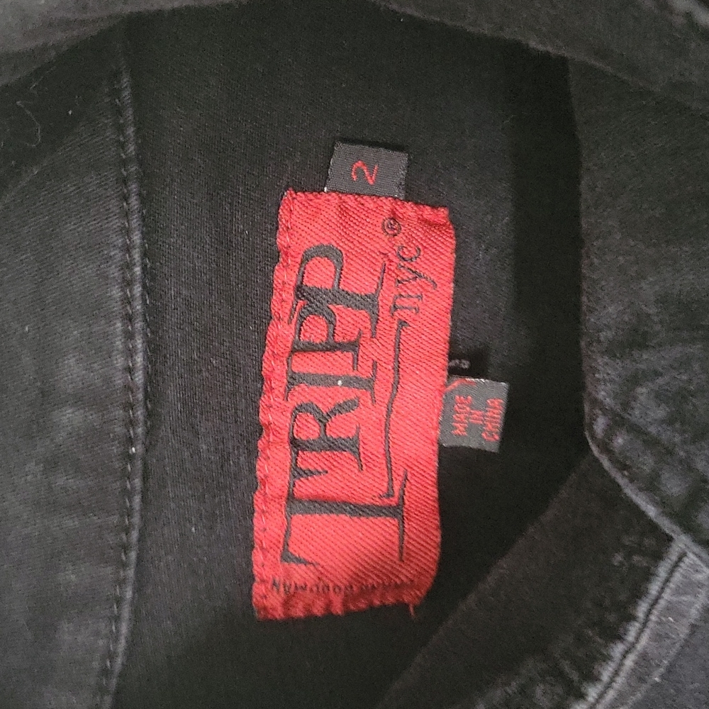 Black Jean Cropped Jacket - Picture 3 of 4